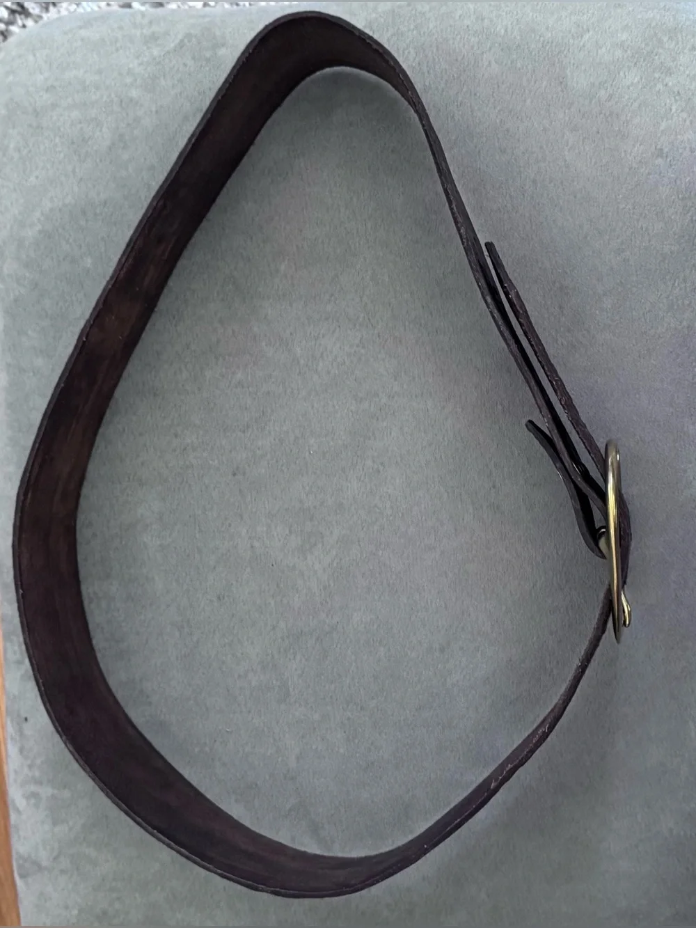 Vintage 1970s Men’s Handcrafted Leather Belt with Solid Brass Buckle